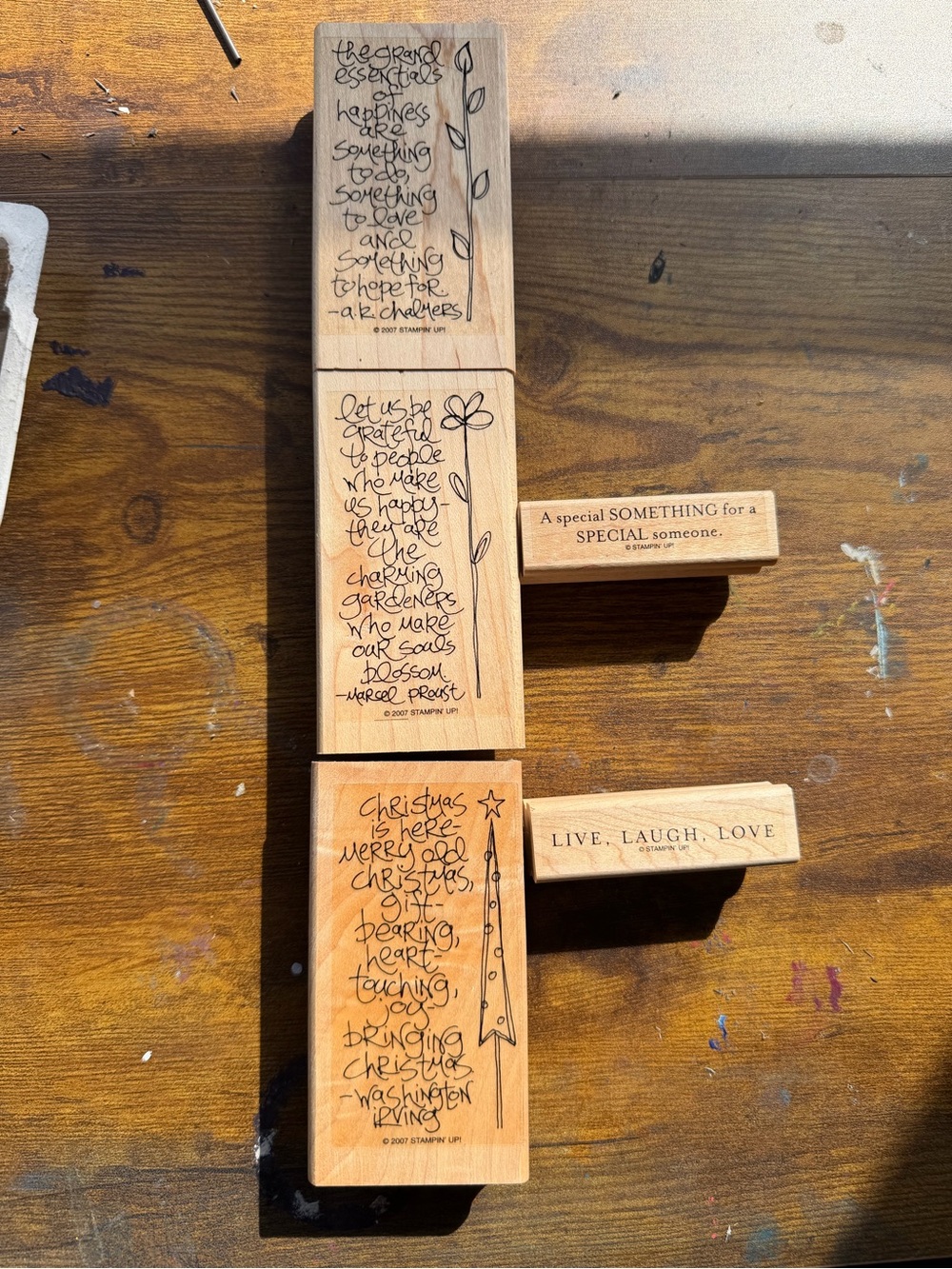 Wooden Sentiment Stamp Set - Natural Wood